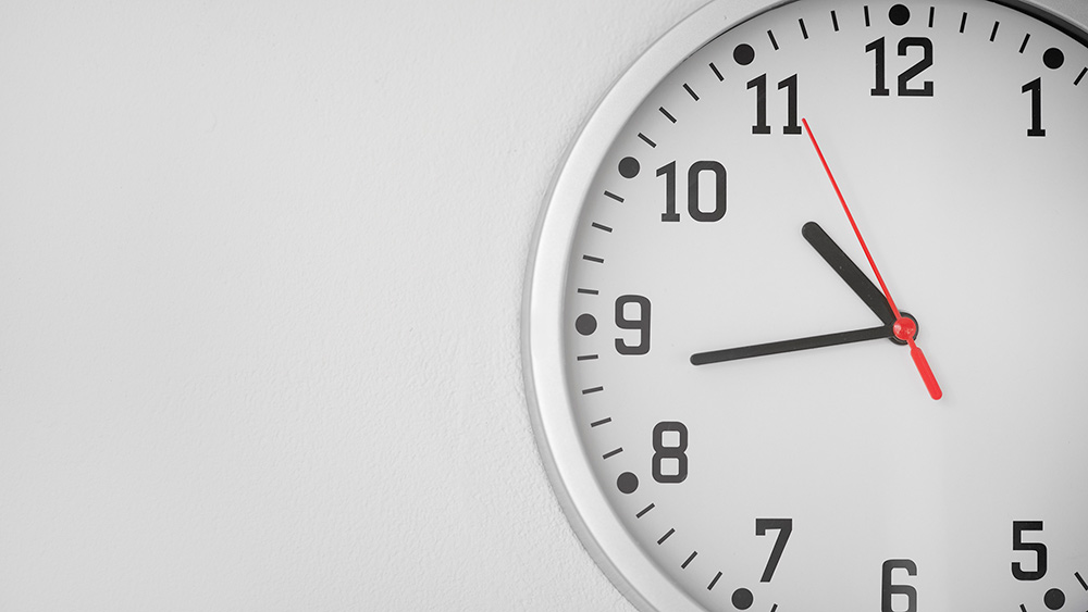 close up clock with time change