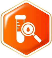 Blood test analysis icon.